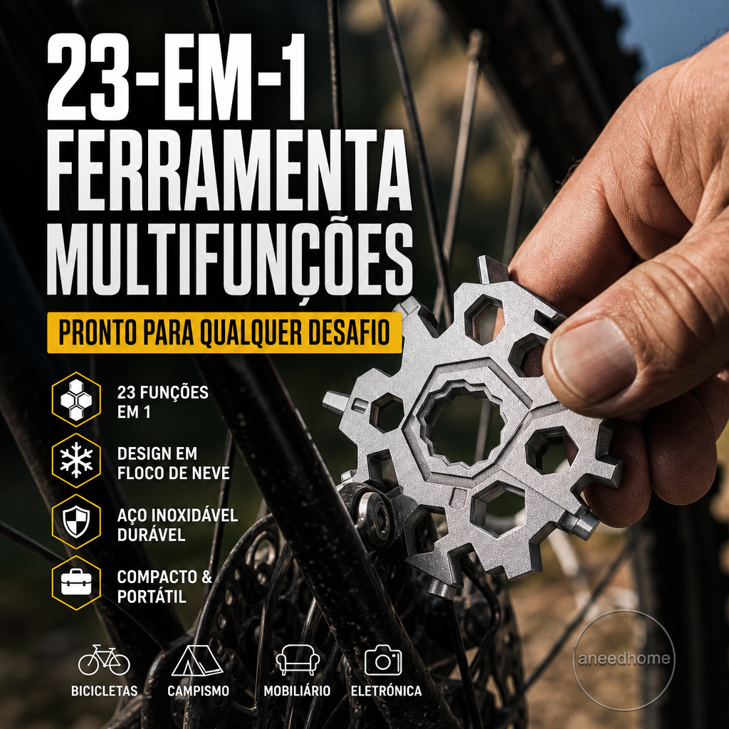 🔧 50% DE DESCONTO – Chave Multifunção 23 em 1 Forma de Floco de Neve | Compacta, versátil & prática para reparos