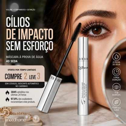 ✨ 50% DE DESCONTO – Máscara 4D à Prova d'Água | Alongamento sedoso, resistente ao suor, lágrimas & chuva 💦🧴