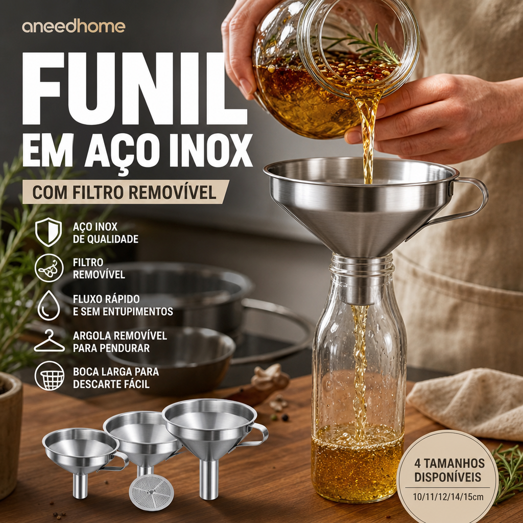 🔧 50% DE DESCONTO – Funil de Filtro em Aço Inoxidável | Durável, eficiente & ideal para cozinha e laboratório