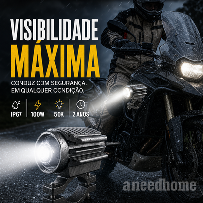 🏍️ 50% DE DESCONTO – Farol Auxiliar LED Universal para Moto | Duas cores, iluminação potente & fácil instalação