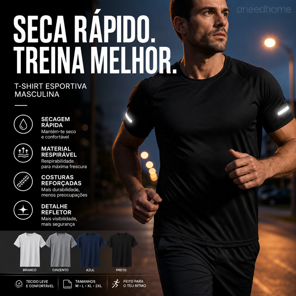 👕 50% DE DESCONTO – Camisola de Secagem Rápida para Homem | Performance, confortável & ideal para desporto 🔥