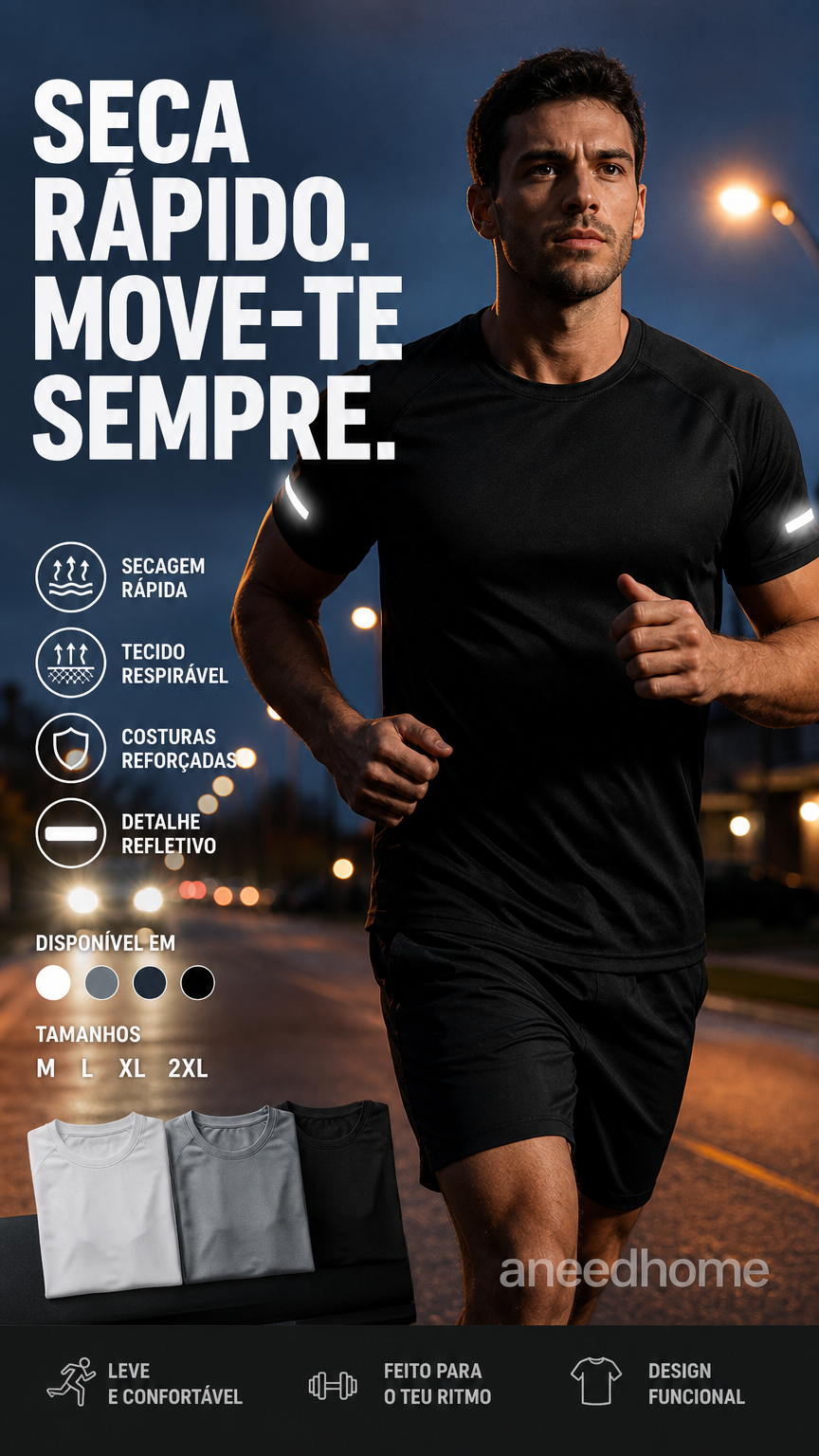 👕 50% DE DESCONTO – Camisola de Secagem Rápida para Homem | Performance, confortável & ideal para desporto 🔥