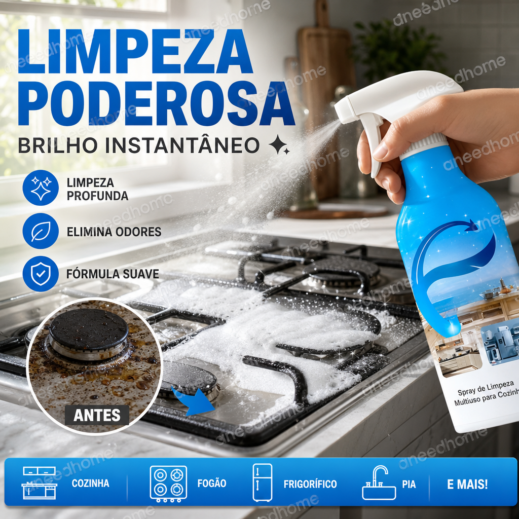 🧼 50% DE DESCONTO – Spray Multissuperfícies para Cozinha | Remove gordura teimosa em segundos, eficaz & poderoso ✨🍳