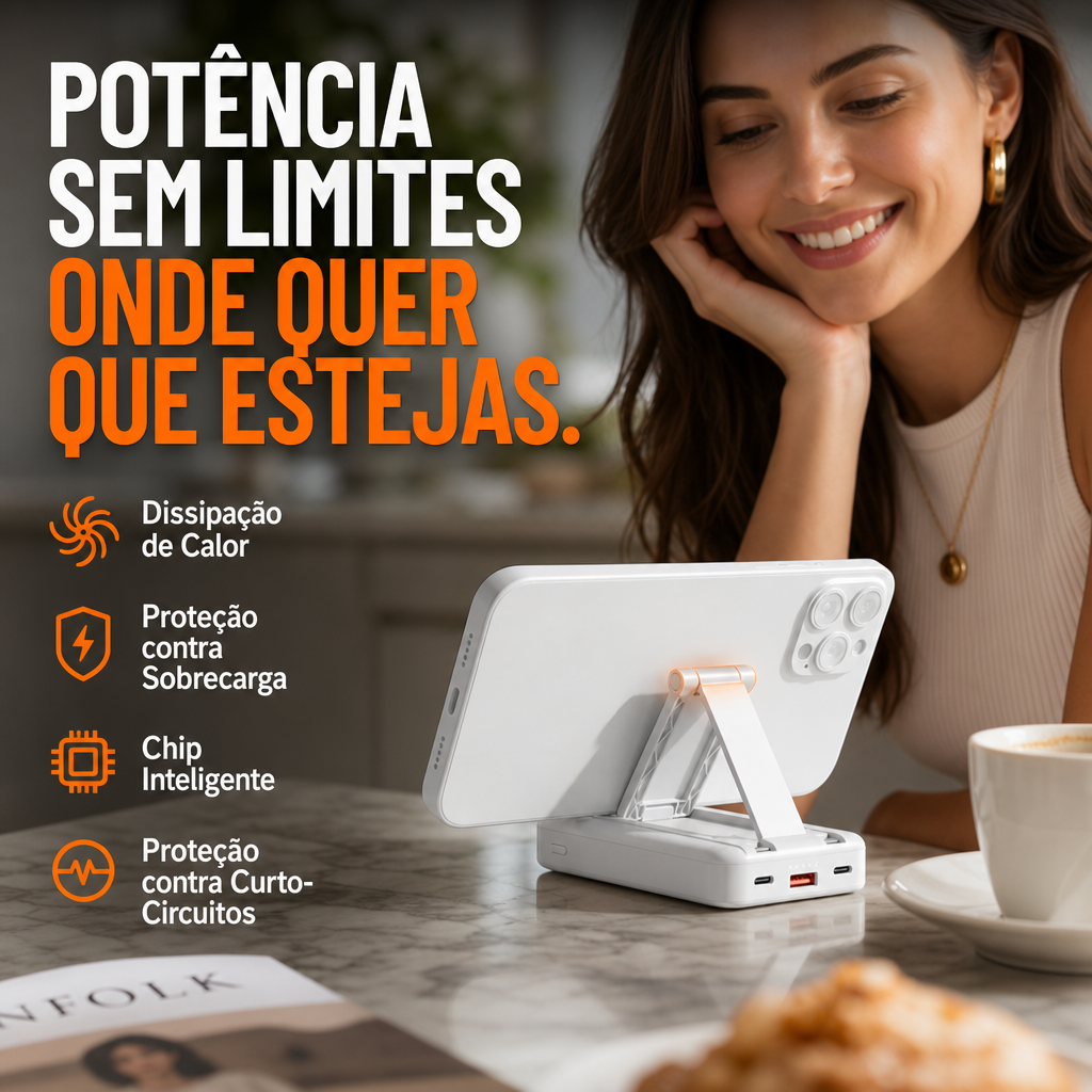 🔋 50% DE DESCONTO – Power Bank Magnético 3 em 1 com Cabos Duplos | Carregamento sem fios, portátil & ideal para viagens