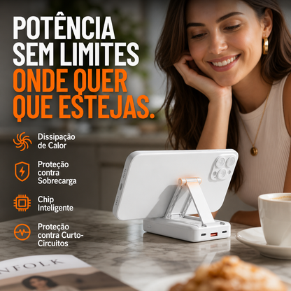 🔋 50% DE DESCONTO – Power Bank Magnético 3 em 1 com Cabos Duplos | Carregamento sem fios, portátil & ideal para viagens