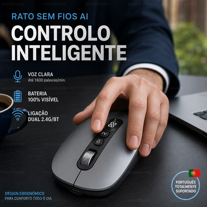 🖱️ 50% DE DESCONTO – Rato Sem Fios com Voz Inteligente AI | Comando por voz, prático & inovador 💬⏳