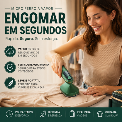 🧥 50% DE DESCONTO – Ferro Elétrico Portátil Mini | Oferta por tempo limitado, compacto, fácil de usar & ideal para viagens