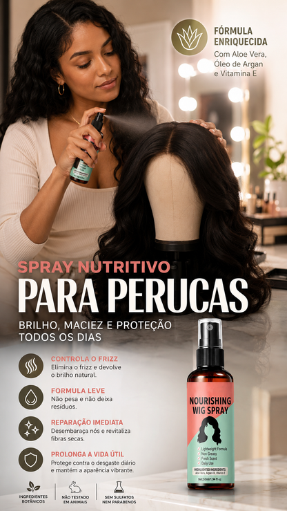 ✨ 50% DE DESCONTO – Spray Leve para Peruca com Nutrição sem Enxágue | Revitaliza, fácil aplicar & sem resíduos 🧖‍♀️