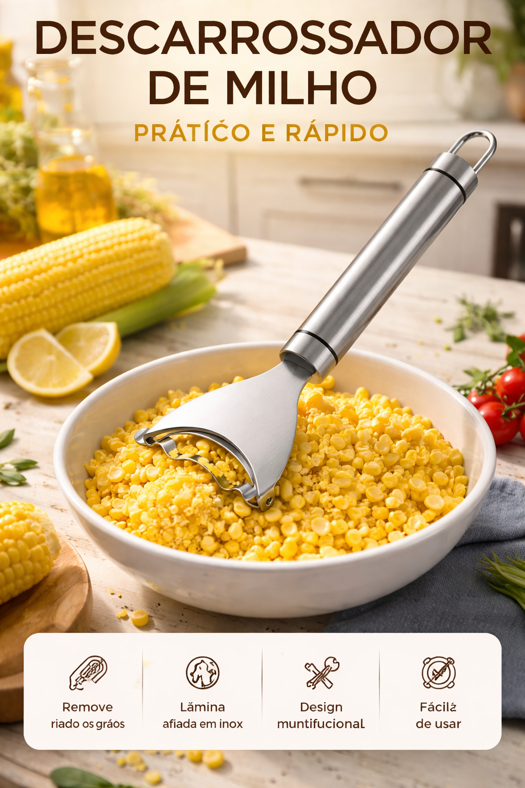 🌽 50% DE DESCONTO – Descascador de Milho Portátil Multifuncional | Remove grãos rapidamente, prático & fácil de usar