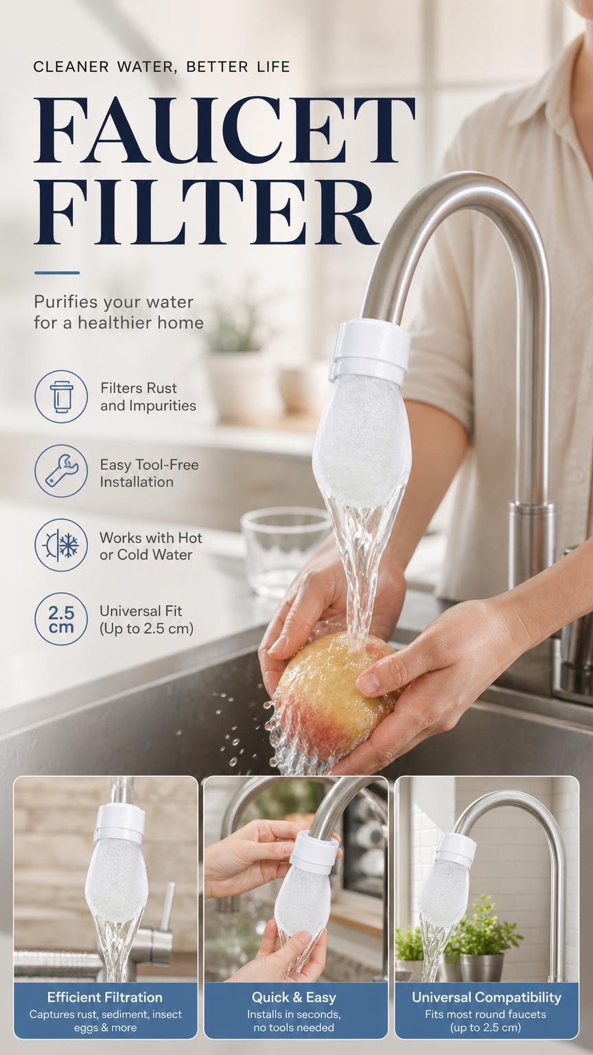 🚰 50% DE DESCONTO – Filtro Anti-Salpicos para Torneira de Cozinha | Remove sedimentos e ferrugem, 360°, fácil instalação & água mais limpa 💧