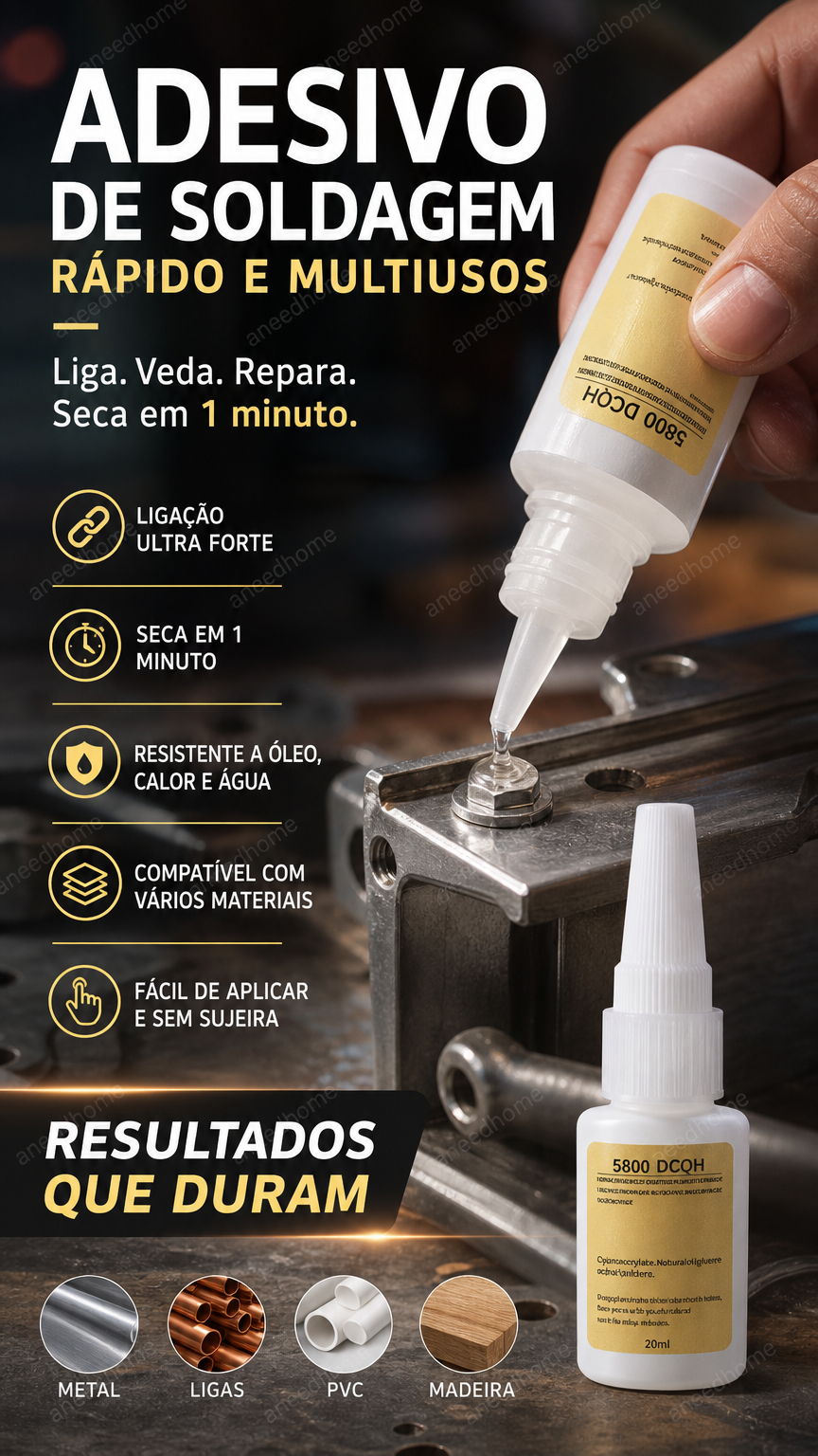 🛠️ 50% DE DESCONTO – Adesivo de Solda Multiuso de Secagem Rápida | Alta resistência para metal, plástico & madeira, sem ferramentas ✨