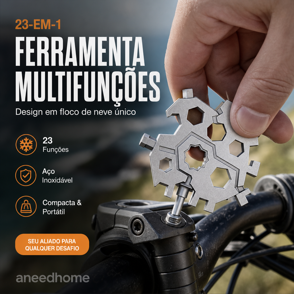 🔧 50% DE DESCONTO – Chave Multifunção 23 em 1 Forma de Floco de Neve | Compacta, versátil & prática para reparos