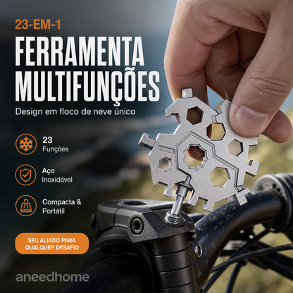 🔧 50% DE DESCONTO – Chave Multifunção 23 em 1 Forma de Floco de Neve | Compacta, versátil & prática para reparos