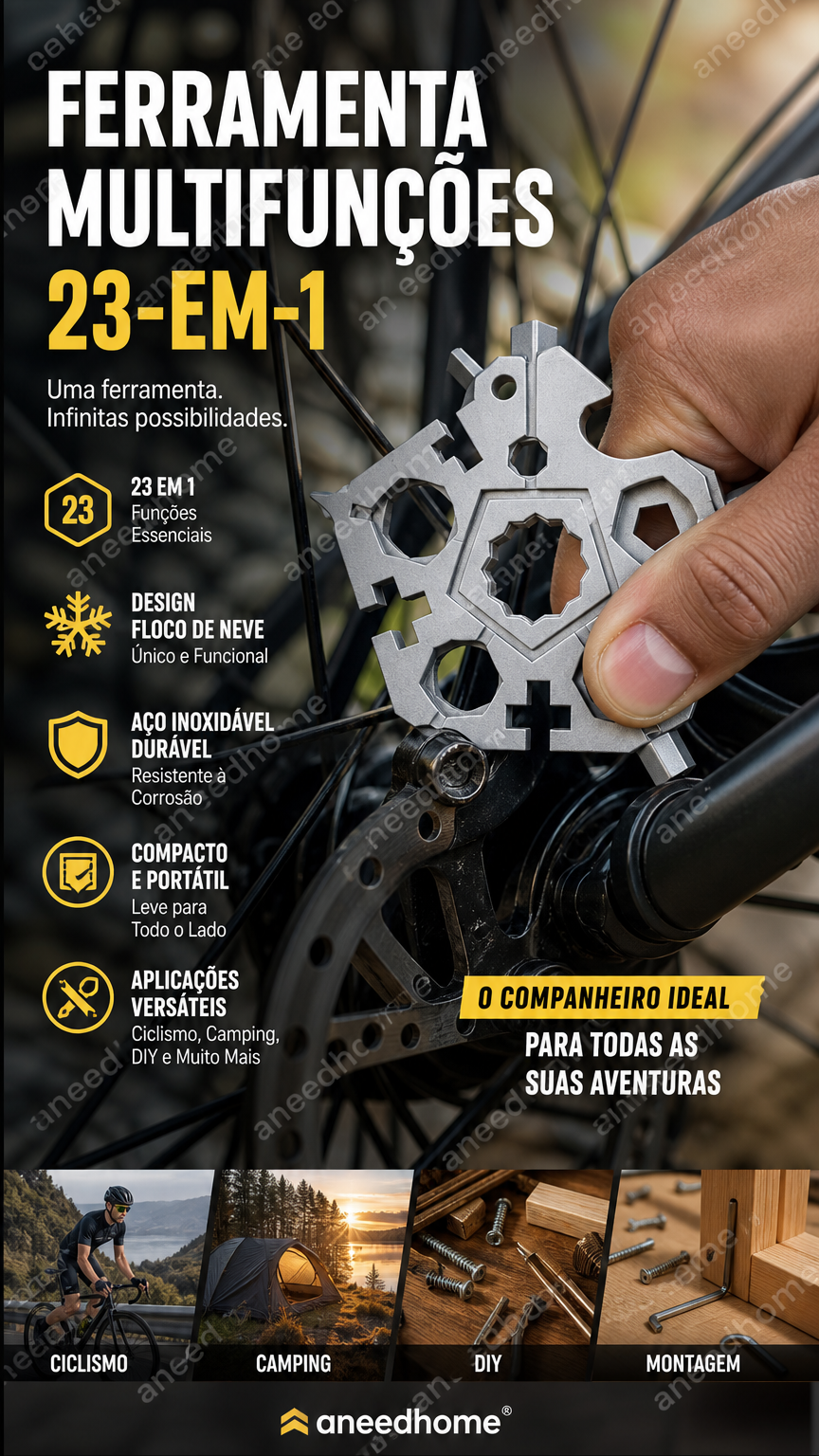 🔧 50% DE DESCONTO – Chave Multifunção 23 em 1 Forma de Floco de Neve | Compacta, versátil & prática para reparos