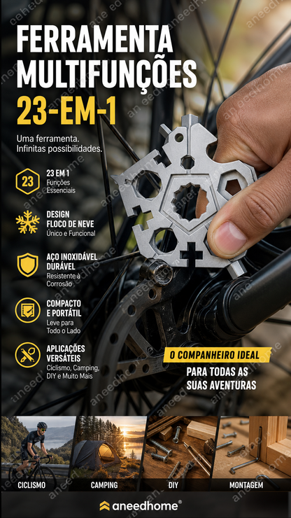 🔧 50% DE DESCONTO – Chave Multifunção 23 em 1 Forma de Floco de Neve | Compacta, versátil & prática para reparos