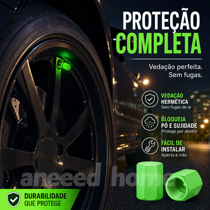 🚗 50% DE DESCONTO – Tampa de Válvula de Pneu Universal Luminosa | Visível à noite, fácil instalação & segurança extra