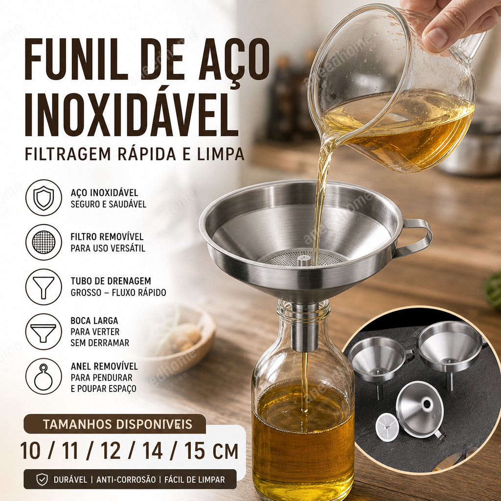 🔧 50% DE DESCONTO – Funil de Filtro em Aço Inoxidável | Durável, eficiente & ideal para cozinha e laboratório
