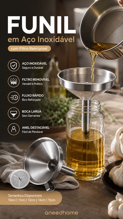 🔧 50% DE DESCONTO – Funil de Filtro em Aço Inoxidável | Durável, eficiente & ideal para cozinha e laboratório