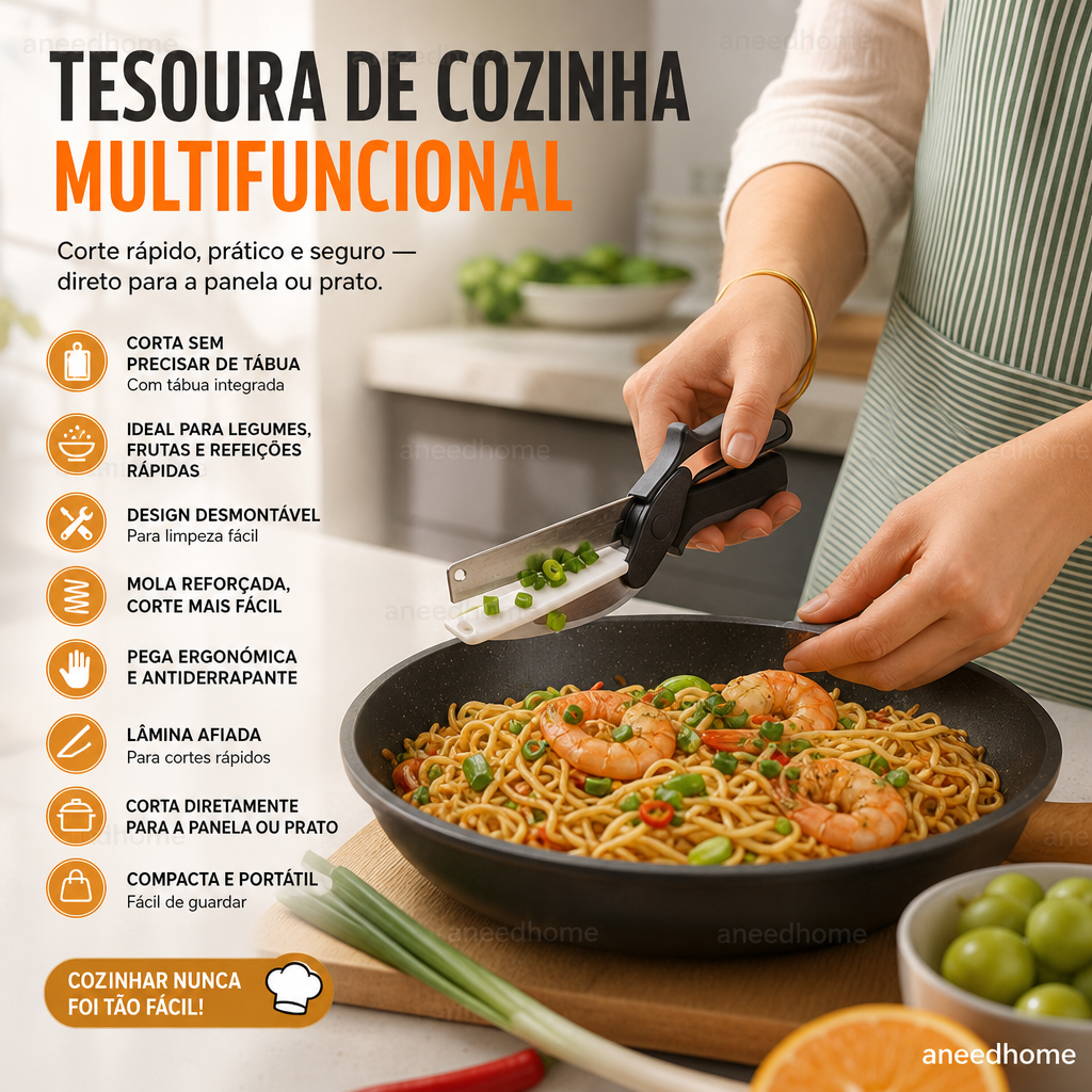 ✂️ Tesoura de cozinha multifuncional e resistente – Corta, recorta, esmaga – Uma única ferramenta para tudo! 🦴🔪