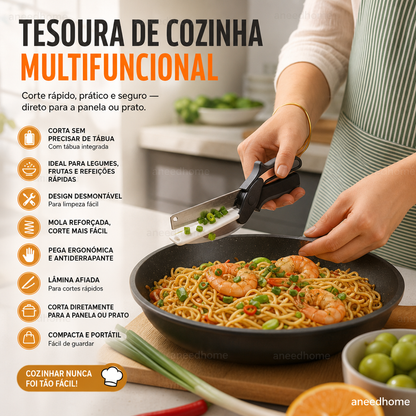 ✂️ Tesoura de cozinha multifuncional e resistente – Corta, recorta, esmaga – Uma única ferramenta para tudo! 🦴🔪