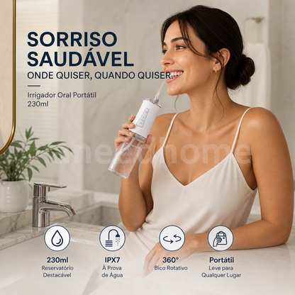 🦷 50% DE DESCONTO – Irrigador Dental Portátil Sem Fios | Limpeza profunda, fácil de usar & ideal para viagens