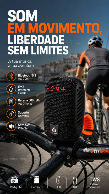 🚲 50% DE DESCONTO – Coluna Bluetooth Impermeável para Bicicleta | IPX5, TWS, som potente & fácil montagem 🎵🔊
