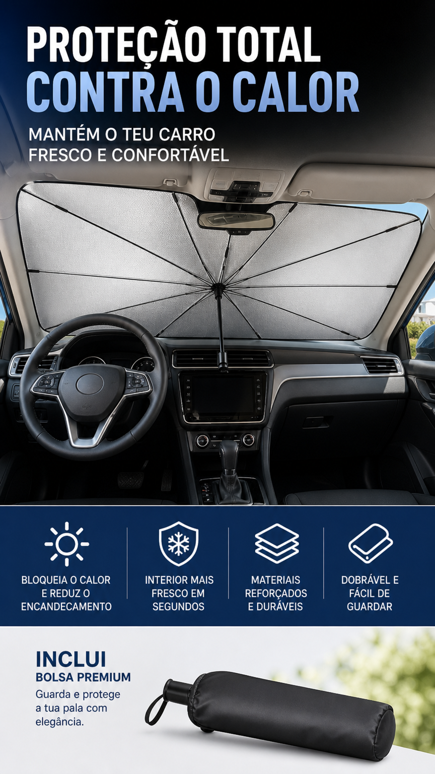 🚗 50% DE DESCONTO – Compre 2 e Ganhe 10% OFF 💝 Guarda-sol Dobrável para Para-brisas | Protege do sol, fácil de guardar & prático 🌞