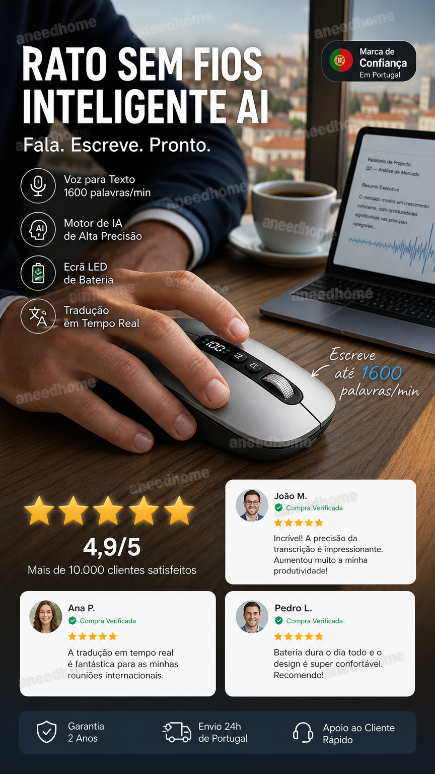 🖱️ 50% DE DESCONTO – Rato Sem Fios com Voz Inteligente AI | Comando por voz, prático & inovador 💬⏳