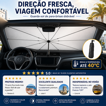 🚗 50% DE DESCONTO – Compre 2 e Ganhe 10% OFF 💝 Guarda-sol Dobrável para Para-brisas | Protege do sol, fácil de guardar & prático 🌞