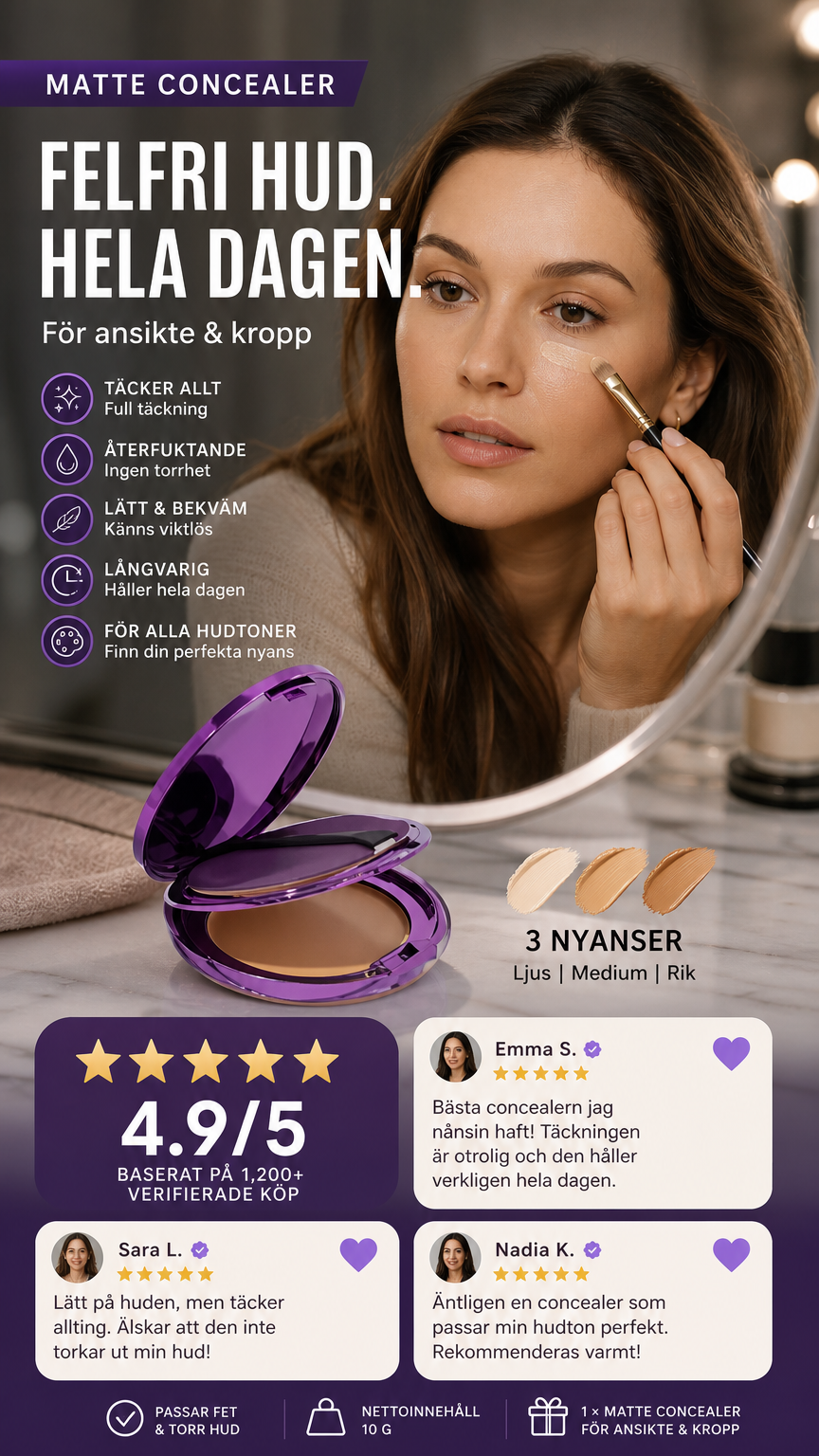 💜 50% DE DESCONTO – ÚLTIMO DIA 💜 Corretivo Matte para Rosto e Corpo | Alta cobertura, acabamento natural & longa duração
