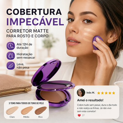 💜 50% DE DESCONTO – ÚLTIMO DIA 💜 Corretivo Matte para Rosto e Corpo | Alta cobertura, acabamento natural & longa duração
