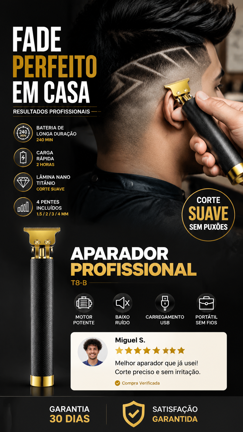 ✂️ 50% DE DESCONTO – Aparador de Cabelo Sem Fio | Oferta especial, presente ideal, corte fácil & prático ✨🎁