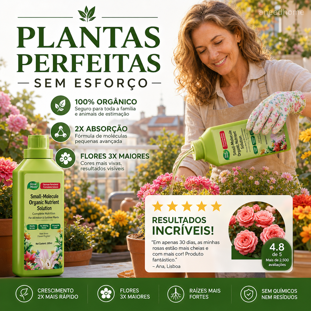🌱 50% DE DESCONTO – Solução Nutriente Orgânica para Plantas | Promove crescimento, suave para mudas & absorção rápida