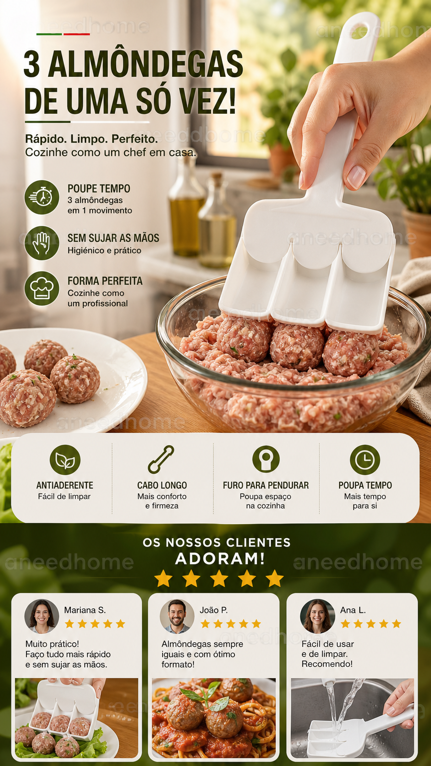 🍖 50% DE DESCONTO – Compre 2 Leve 1 Grátis 🔥 Fabricante Criativo de Almôndegas para Cozinha | Rápido, prático & fácil de usar