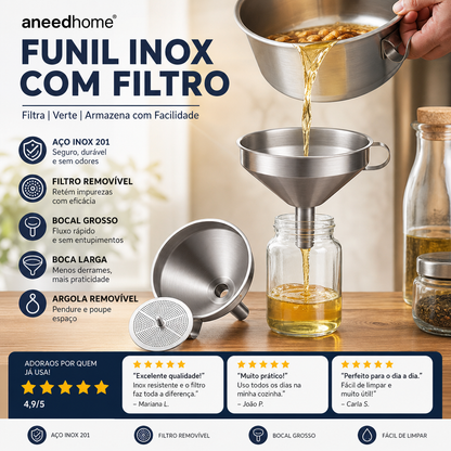 🔧 50% DE DESCONTO – Funil de Filtro em Aço Inoxidável | Durável, eficiente & ideal para cozinha e laboratório