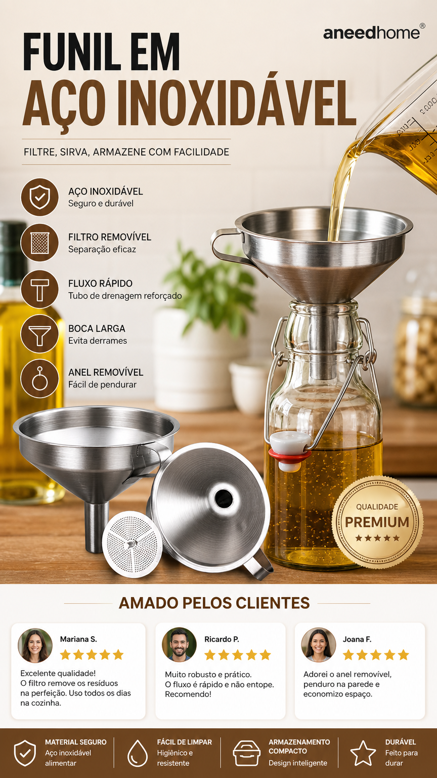 🔧 50% DE DESCONTO – Funil de Filtro em Aço Inoxidável | Durável, eficiente & ideal para cozinha e laboratório