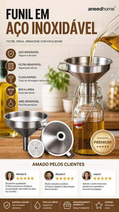 🔧 50% DE DESCONTO – Funil de Filtro em Aço Inoxidável | Durável, eficiente & ideal para cozinha e laboratório
