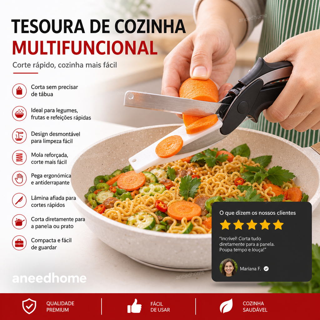 ✂️ Tesoura de cozinha multifuncional e resistente – Corta, recorta, esmaga – Uma única ferramenta para tudo! 🦴🔪