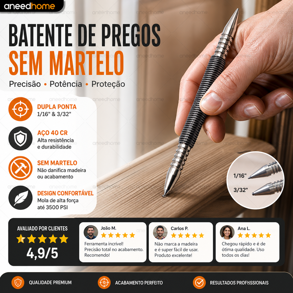 🔨 50% DE DESCONTO – Prego Sem Martelo | Fixação sem danos, fácil instalação & adeus às marteladas