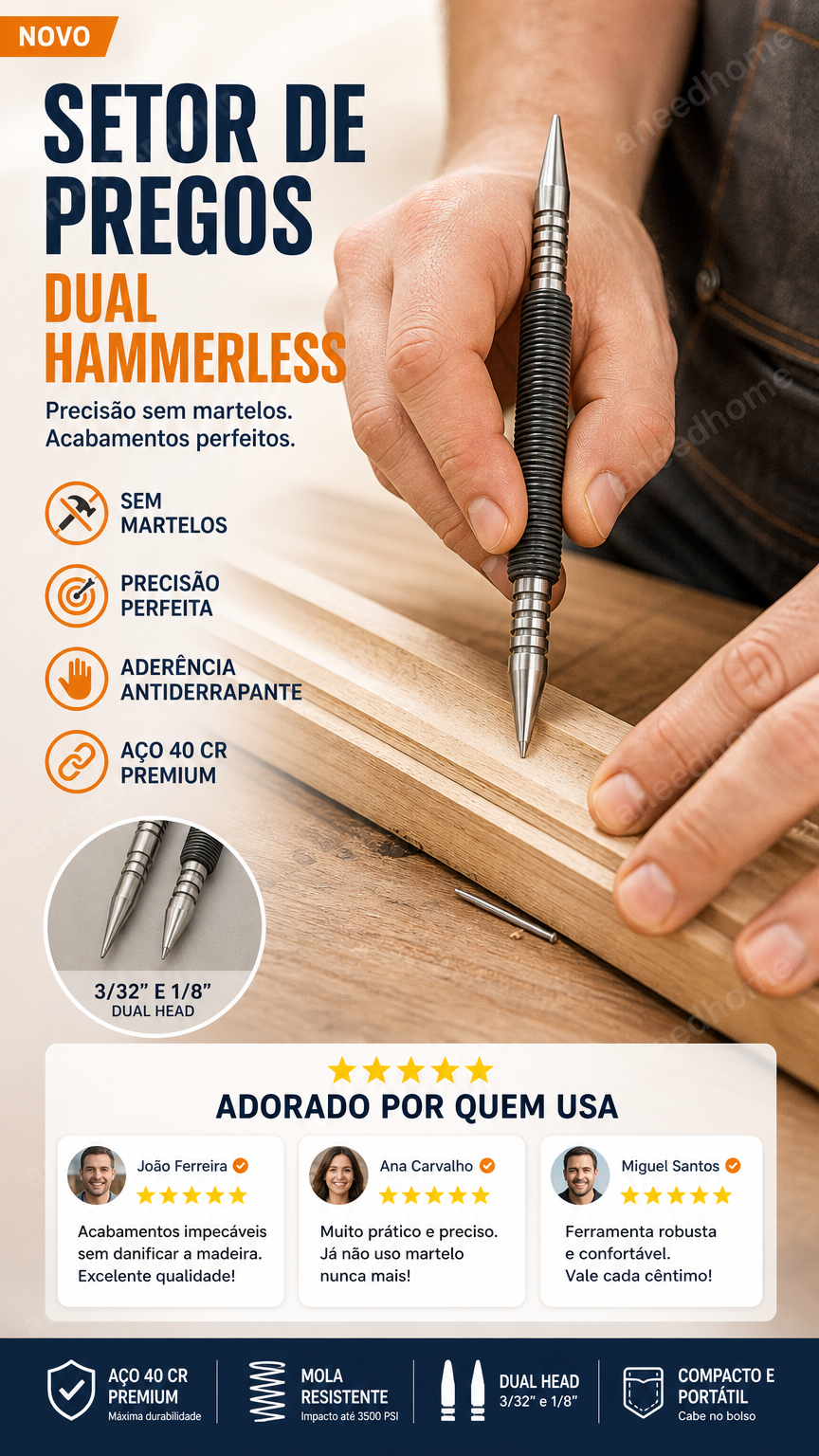 🔨 50% DE DESCONTO – Prego Sem Martelo | Fixação sem danos, fácil instalação & adeus às marteladas