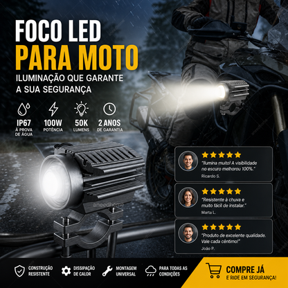 🏍️ 50% DE DESCONTO – Farol Auxiliar LED Universal para Moto | Duas cores, iluminação potente & fácil instalação