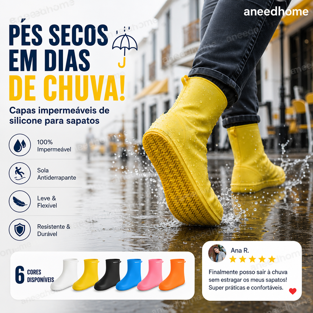 🦺 50% DE DESCONTO – Capa de Sapatos Impermeável e Resistente | Grossa, durável & proteção total