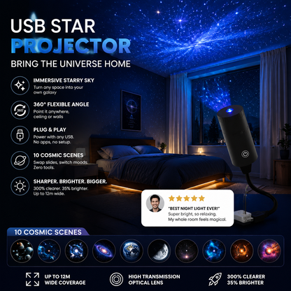 🌌 50% DE DESCONTO – Projetor de Estrelas Plug-and-Play HD | 50K+ vendidos, imagem nítida & transforma o teto em galáxia