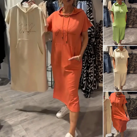 🌸💐Damenkleid mit kurzen Ärmeln und Kapuze🚀Kaufen Sie 2 und erhalten Sie kostenlosen Versand🚀