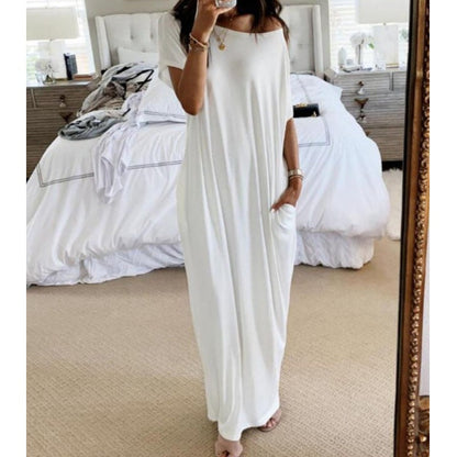 🔥 50% DE DESCONTO – Vestido Longo Solto com Estilo Limpo | Valoriza todas as silhuetas, confortável & elegante 👗👌