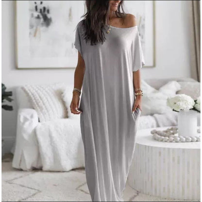 🔥 50% DE DESCONTO – Vestido Longo Solto com Estilo Limpo | Valoriza todas as silhuetas, confortável & elegante 👗👌
