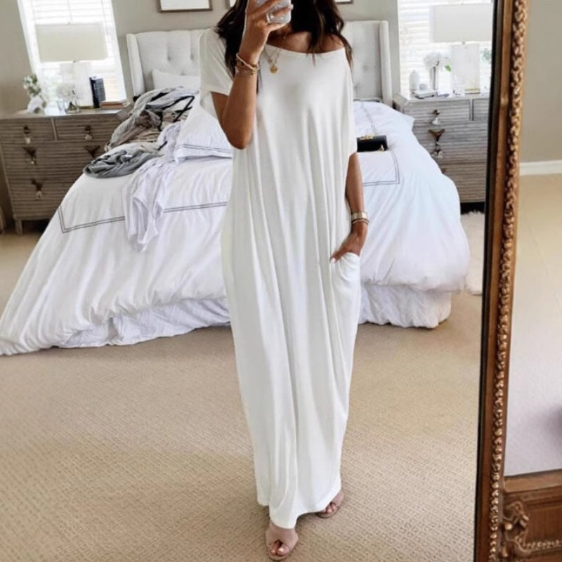 🔥 50% DE DESCONTO – Vestido Longo Solto com Estilo Limpo | Valoriza todas as silhuetas, confortável & elegante 👗👌