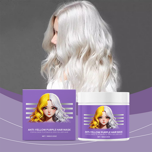 Lila Maske gegen gelbes Haar