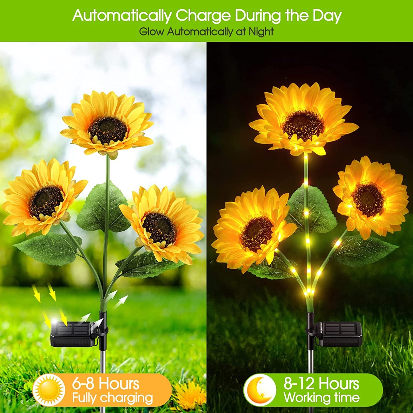 🌻PROMOÇÃO RELÂMPAGO COM 50% DE DESCONTO! Luzes solares em forma de girassol – Decoração luminosa para o jardim ✨🌿【Apresse-se】