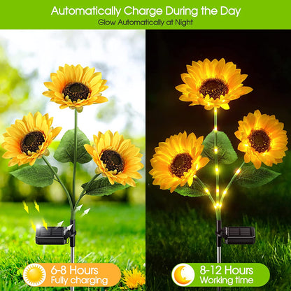 🌻PROMOÇÃO RELÂMPAGO COM 50% DE DESCONTO! Luzes solares em forma de girassol – Decoração luminosa para o jardim ✨🌿【Apresse-se】